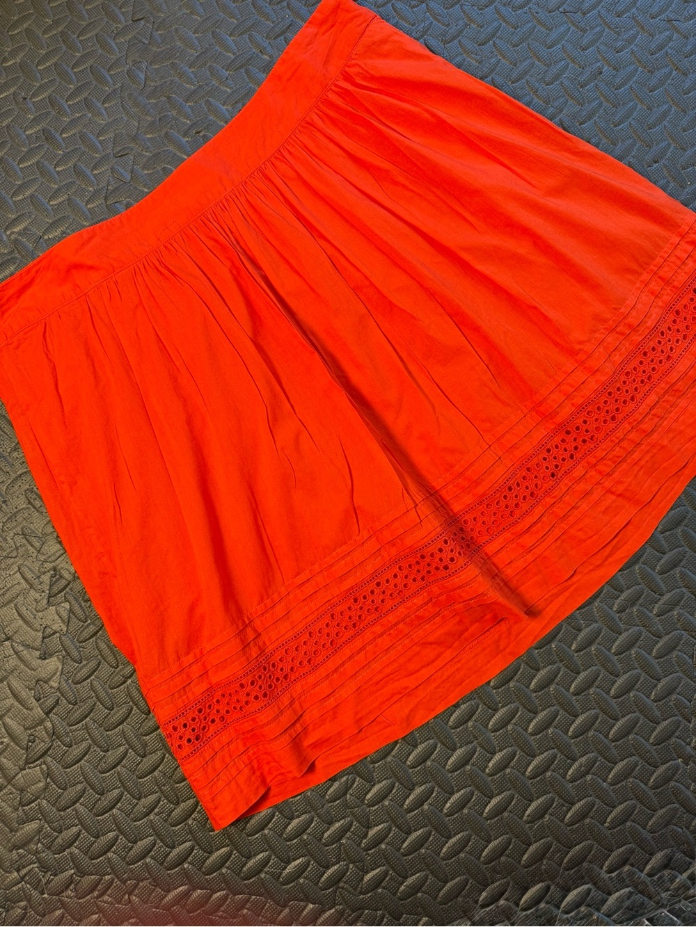 LOFT Orange A-Line Cotton Cottagecore Eyelet Trim Lined Skirt Size 14